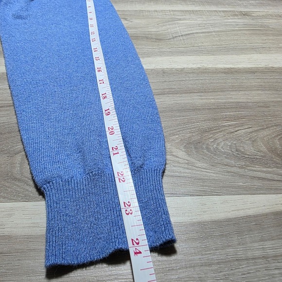 Alan Flusser Sweater Mens Medium Blue Cotton Silk Cashmere V-Neck Pullover Knit - Picture 8 of 10